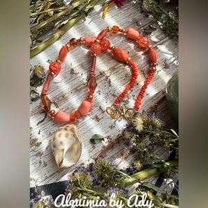 Alquimia Gold and Orange Necklace with Unique Design